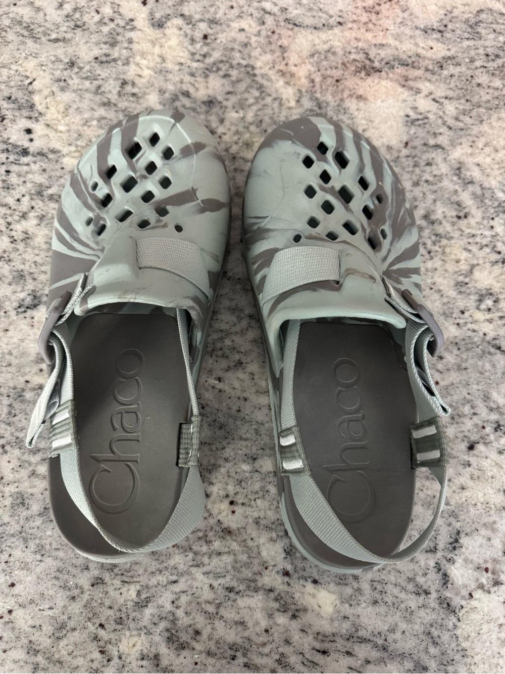 Chaco Chillos Clogs Sage Gray Marble Tie Dye Slingback Water Shoes